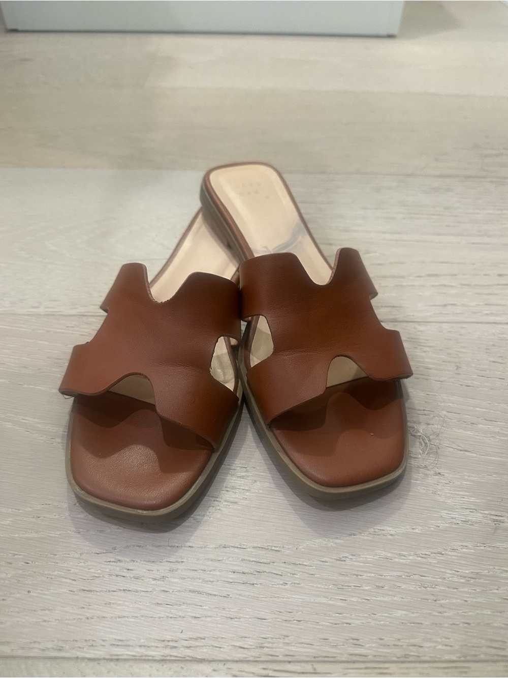 a new day Tan Brown Double Strap Slide Sandals